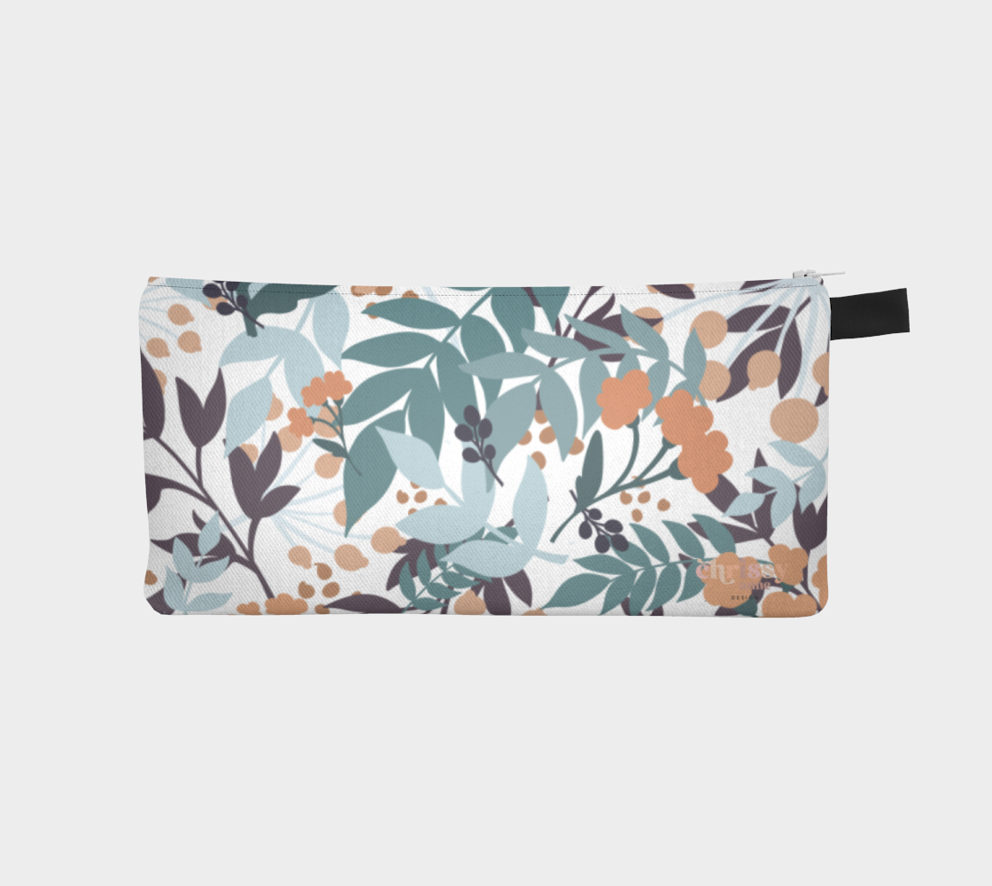 Teal Leave Pencil Case