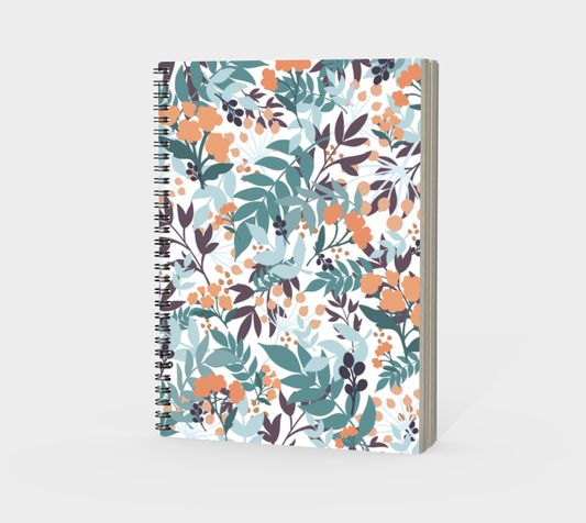 Teal Leaves Spiral Notebook